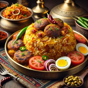 A Close-Up Of Sindhi Biryani Or Peshawari Chapli Kebab, Highlighting Regional Diversity