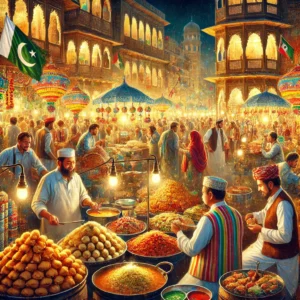 Pakistani Street Food Market, Highlighting The Vibrant Atmosphere And Cultural Significance Of Food