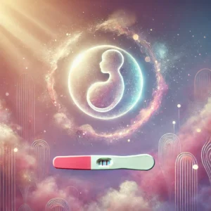 Une Image Symbolique Représentant Un Test De Grossesse Et Un Ventre Rond, Accompagnée D’un Fond Éthéré. L’atmosphère Douce Et Introspective De L’image La Rend Idéale Pour Illustrer Des Thématiques Liées Aux Rêves Ou Aux Nouveaux Débuts